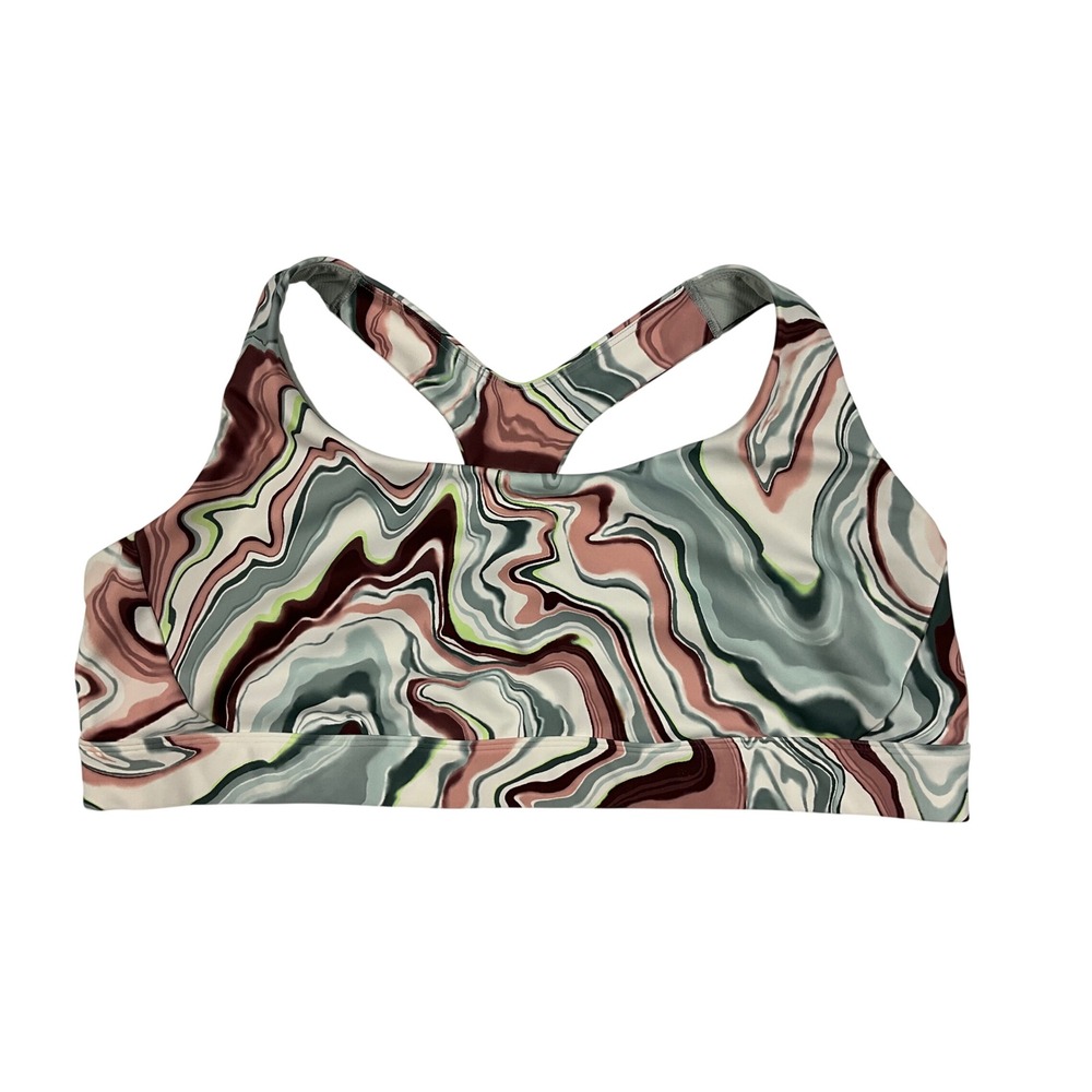 Athleta Ulimate Printed Sports Bra D-DD Size 3X Activate Marble Multi Color